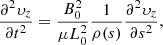 $$ \begin{aligned} \frac{\partial ^2\upsilon_z}{\partial t^2}=\frac{B_0^2}{\mu L_0^2}\frac{1}{\rho (s)}\frac{\partial ^2 \upsilon_z}{\partial s^2}, \end{aligned} $$