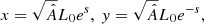 $$ \begin{aligned} x=\sqrt{\hat{A}}L_0e^s,\ y = \sqrt{\hat{A}}L_0e^{-s}, \end{aligned} $$