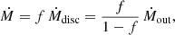 $$ \begin{aligned} \dot{M}=f\,\dot{M}_{\rm disc}={f\over 1-f}\,\dot{M}_{\rm out}, \end{aligned} $$
