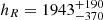 $ h_R=1943^{+190}_{-370} $