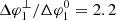 $ \Delta \varphi _1^ \bot /\Delta \varphi _1^0 = 2.2 $