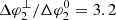 $ \Delta \varphi _2^ \bot /\Delta \varphi _2^0 = 3.2 $