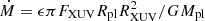 $ \dot{M} = \epsilon \pi F_{\mathrm{XUV}} R_{\mathrm{pl}} R_{\mathrm{XUV}}^2 / G M_{\mathrm{pl}} $