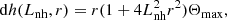 $$ \begin{aligned} \mathrm{d}h (L_{\rm nh}, r) = r (1 + 4 L_{\rm nh}^2 r^2) \Theta _\mathrm{max} , \end{aligned} $$