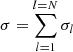 $ \sigma=\sum\limits_{l=1}^{l=N} \sigma_l $