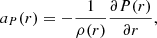 $$ \begin{aligned} a_P(r) = - \frac{1}{\rho (r)} \frac{\partial P(r)}{\partial r}, \end{aligned} $$