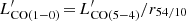 $ L^\prime_{\rm CO(1{-}0)}\,{=}\,L^\prime_{\rm CO(5{-}4)}/r_{54/10} $