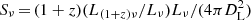 $ S_\nu\,{=}\,(1+z) (L_{(1+z) \nu}/ L_\nu) L_\nu/ (4 \pi D^2_{\rm L}) $