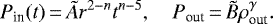 \begin{align*}P_{\text{in}}(t)\,{=}\,\tilde{A}r^{2-n}t^{n-5},\quad P_{\text{out}}\,{=}\,\tilde{B}\rho_{\text{out}}^{\gamma}. \end{align*}