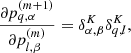$$ \begin{aligned} \frac{\partial p^{(m+1)}_{q,\alpha }}{\partial p^{(m)}_{l,\beta }}&= \delta ^K_{\alpha ,\beta } \delta ^K_{q,l}, \end{aligned} $$