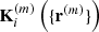 $ {\bf K}^{(m)}_i\left( \{{\bf r}^{(m)} \} \right) $