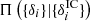 $ \Pi\left(\{\delta_i\}|\{\delta^{\mathrm{IC}}_i\}\right) $
