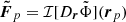 $$ \begin{aligned} \boldsymbol{\tilde{F}}_p = \mathcal{I} [D_{\boldsymbol{r}} \tilde{\Phi }](\boldsymbol{r}_p)\, \end{aligned} $$