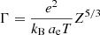 $ \Gamma=\frac{e^2}{{k_{\mathrm{B}} \,a_{\mathrm{e}}}T}Z^{5/3} $