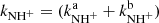 $ k_{\mathrm{NH}^+} =(k^{\mathrm{a}}_{\mathrm{NH}^+} + k^{\mathrm{b}}_{\mathrm{NH}^+}) $