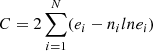 $$ \begin{aligned} C=2\sum \limits _{i=1}^{N} (e_i - n_i lne_i) \end{aligned} $$