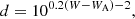 $$ \begin{aligned} d=10^{0.2(W-W_{\rm A})-2}, \end{aligned} $$
