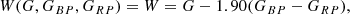 $$ \begin{aligned} W(G,G_{BP},G_{RP})=W=G-1.90(G_{BP}-G_{RP}), \end{aligned} $$
