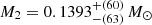 $ M_2 = 0.1393^{+(60)}_{-(63)}\,M_\odot $