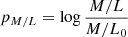 $$ \begin{aligned} p_{M/L} = \log \frac{M/L}{M/L_0} \end{aligned} $$
