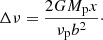 $$ \begin{aligned} \Delta \nu = \frac{2GM_\mathrm{p} x}{\nu _\mathrm{p} b^2}\cdot \end{aligned} $$