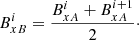 $$ \begin{aligned} {B}^{i}_{xB} = \frac{{B}^{i}_{xA} + {B}^{i+1}_{xA}}{2}\cdot \end{aligned} $$