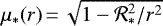 $\mu_{\ast}(r) \,{=}\, \sqrt{1-{\cal R}_{\ast}^2/r^2}$