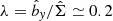 $ \lambda = \hat{b}_{\mathit{y}}/\hat{\Sigma}\simeq 0.2 $