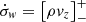 $ \dot{\sigma}_{\mathit{w}} = \left [\rho \mathit{v}_z\right]_{-}^{+} $