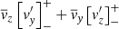 $ \overline{\mathit{v}}_z\left[\mathit{v}_{\mathit{y}}^{\prime}\right]_{-}^{+}+ \overline{\mathit{v}}_{\mathit{y}}\left[\mathit{v}_z^{\prime}\right]_{-}^{+} $