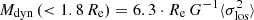 $ M_{\rm dyn} \left(< 1.8 \, R_{\mathrm{e}} \right) = 6.3 \cdot R_{\mathrm{e}}\,G^{-1} \langle \sigma^2_{\mathrm{los}} \rangle $