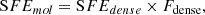 $$ \begin{aligned} \mathrm SFE_{mol} =\mathrm SFE_{dense} \times F_\mathrm {dense} , \end{aligned} $$