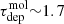 $ \tau_\mathrm{dep}^\mathrm{mol} {\sim} 1.7 $