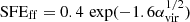 $ \mathrm{SFE_{ff}} = 0.4\,\exp(-1.6 \alpha_{\mathrm{vir}}^{1/2}) $