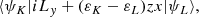 $$ \begin{aligned} \langle {{\psi }_{K}}|i{{L}_{y}}+({{\varepsilon }_{K}}-{{\varepsilon }_{L}})zx|{{\psi }_{L}}\rangle ,\end{aligned} $$