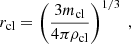 $$ \begin{aligned} r_{\mathrm{cl}}=\left(\frac{3m_{\mathrm{cl}}}{4\pi \rho _{\mathrm{cl}}} \right)^{1/3}\ , \end{aligned} $$