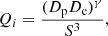 $$ \begin{aligned} Q_{i} = \frac{(D_{\rm p}D_{\rm c})^{\gamma }}{S^{3}}, \end{aligned} $$