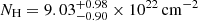 $ N_{\mathrm{H}}=9.03 _{- 0.90 }^{+ 0.98 }\times 10^{22}\,\mathrm{cm}^{-2} $