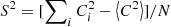 $ {S^2} = [\sum\nolimits_i {C_i^2} - \left\langle {{C^2}} \right\rangle ]/N $