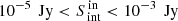 $ 10^{-5}\, {\text{ Jy}} < S_{\text{ int}}^{\text{ in}} < 10^{-3}\,{\text{ Jy}} $