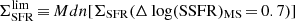 $ \Sigma_{\mathrm{SFR}}^{\mathrm{lim}}\,{\equiv}\,Mdn[\Sigma_{\mathrm{SFR}}(\Delta\log(\mathrm{SSFR})_{\mathrm{MS}}\,{=}\,0.7)] $