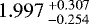 $ 1.997\,^{&#x002B;0.307}_{-0.254} $