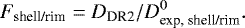 \begin{equation*}F_{\textrm{shell/rim}} = D_{\textrm{DR2}} / D_{\textrm{exp,\ shell/rim}}^0 . \end{equation*}