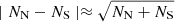 $ \mid N_{\mathrm{N}} - N_{\mathrm{S}} \mid \approx \sqrt{N_{\mathrm{N}} + N_{\mathrm{S}}} $