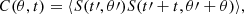 $$ \begin{aligned} C(\theta ,t) = \langle S(t\prime ,\theta \prime )S(t\prime + t,\theta \prime + \theta )\rangle , \end{aligned} $$
