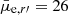 $ \bar{\mu}_{\mathrm{e},r\prime} = 26 $