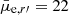 $ \bar{\mu}_{\mathrm{e},r\prime}= 22 $