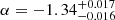 $ \alpha = -1.34^{+0.017}_{-0.016} $