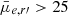 $ \bar{\mu}_{e,r\prime} > 25 $