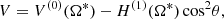 $$ \begin{aligned} V = V^{(0)} (\Omega ^{*}) - H^{(1)} (\Omega ^{*})\,\mathrm{cos}^2\theta , \end{aligned} $$